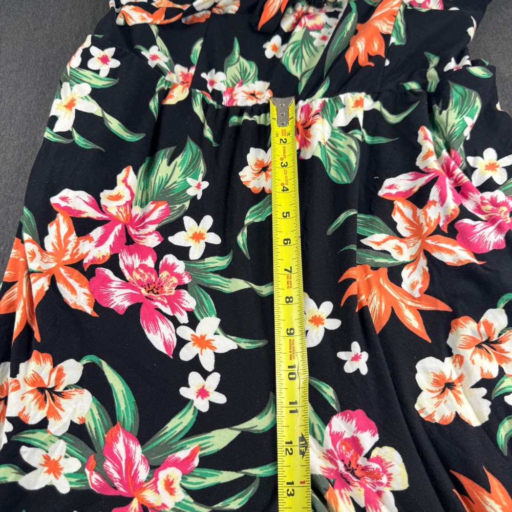 No Boundaries Womens XXL Tropical Floral Strapless Wide Leg Jumpsuit Black Pink - Picture 6 of 10